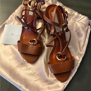 SCHUTZ Brown Leather Sandals with Ankle Straps